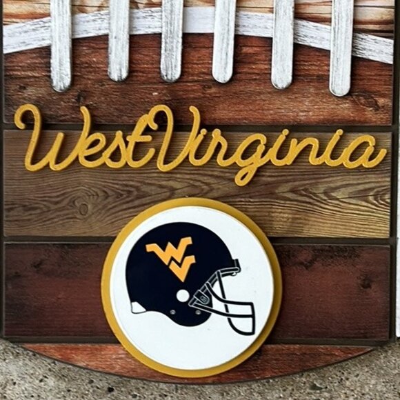 West Virginia Mountaineers (WVU) "FOOTBALL" Wood Decor Sign "Score a Touchdown" - Picture 3 of 8